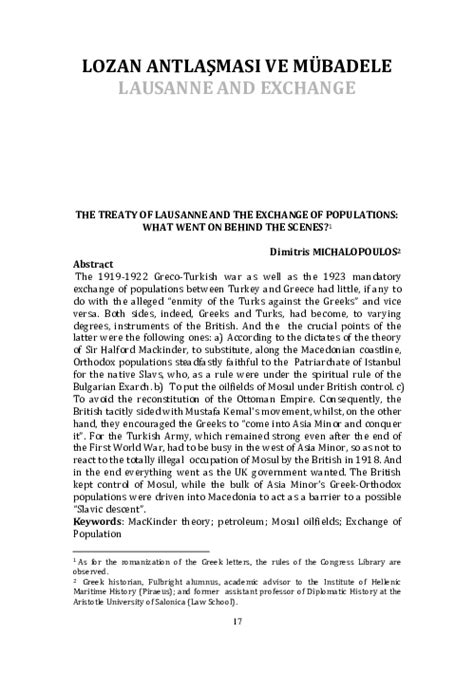 lozan antlaşmasi maddeleri ve önemi pdf